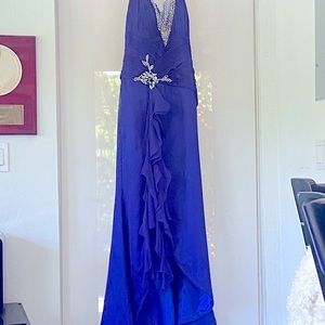 Blue evening with crystal embellishments